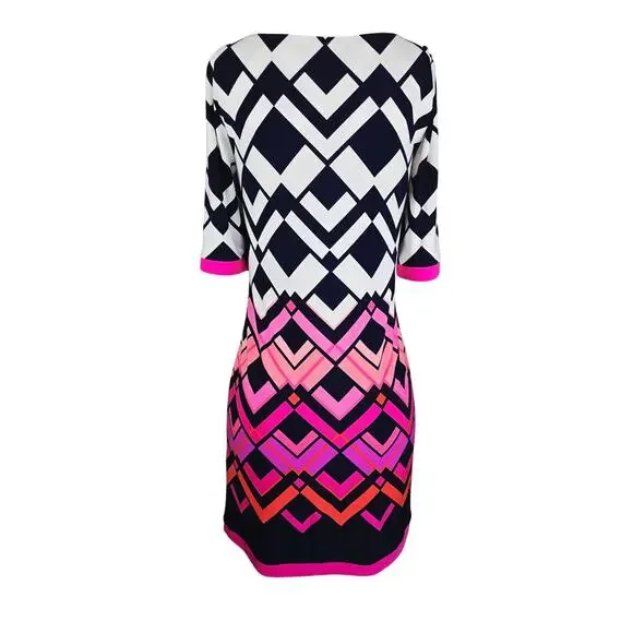 Eliza J Stunning Vacation Cruise Goemetric Gorgeous Sheath Women's Dress 4 - Picture 3 of 5